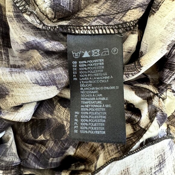 H&M Dress Size 12 Fit & Flare Satin Leopard Ruffle Brown Black Belted Stretch - Picture 7 of 9